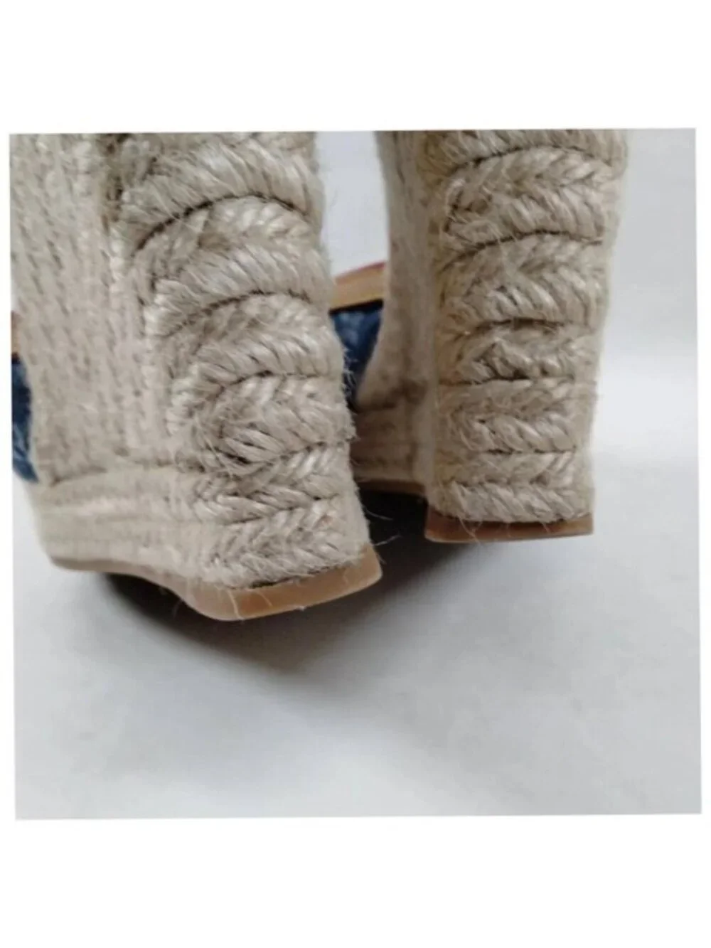 Authentic Louis Vuitton Monogram Denim Espadrille Wedge Sandals